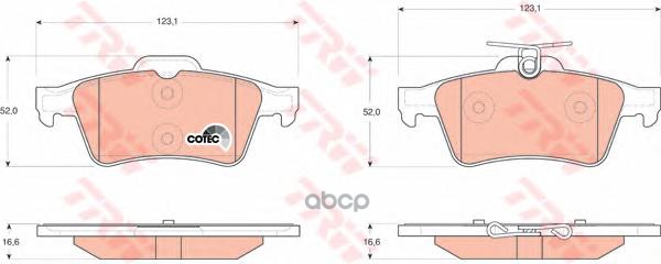 Колодки задние FORD FOCUS II, MAZDA 3 (BK, BL) GDB1621 TRW арт. GDB1621