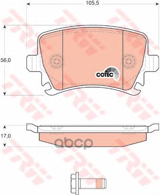 Колодки задние AUDI A4 (B7), A6 (C6), SKODA OCTAVIA (1Z_), VW PASSAT (3C_, 36_) GDB1622 TRW арт. GDB1622