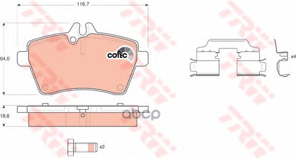Колодки передние MB W169A TRW GDB1629 TRW арт. GDB1629