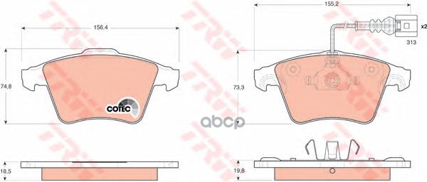 Колодки передние VW TOUAREG TRW GDB1651 TRW арт. GDB1651