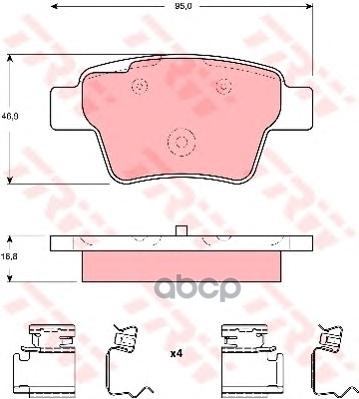 Колодки задние PEUGEOT 207/CITROEN C4 TRW GDB1678 TRW арт. GDB1678