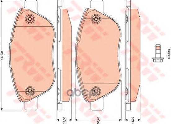 Колодки передние FIAT Doblo 2001-> TRW GDB1750 TRW арт. GDB1750