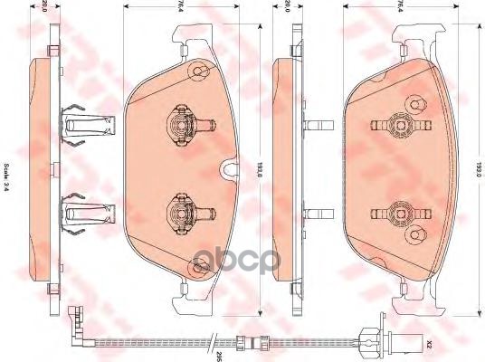 Колодки передние AUDI A8 III 09-> TRW GDB1884 TRW арт. GDB1884