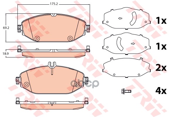 Колодки передние MERCEDES C300, C250 BlueTec W205 GDB2097 TRW арт. GDB2097