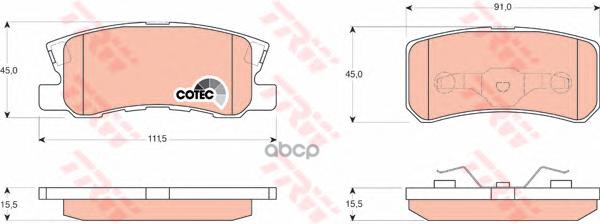 Колодки задние MITSUBISHI ASX, OUTLANDER II, PAJERO III-IV GDB3247 TRW арт. GDB3247