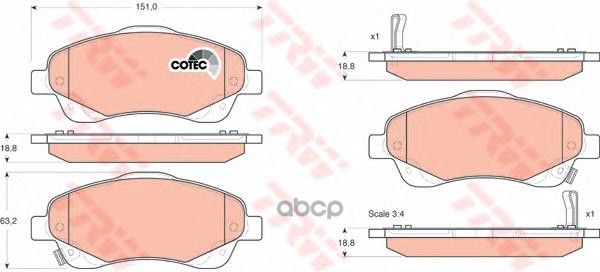 Колодки передние TOYOTA AVENSIS (T25) GDB3336 TRW арт. GDB3336