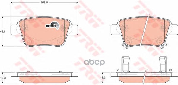 Колодки задние TOYOTA AVENSIS TRW GDB3337 TRW арт. GDB3337