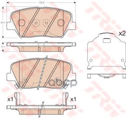 Колодки передние SORENTO II, I30 II, ELANTRA (MD, UD) GDB3549 TRW арт. GDB3549