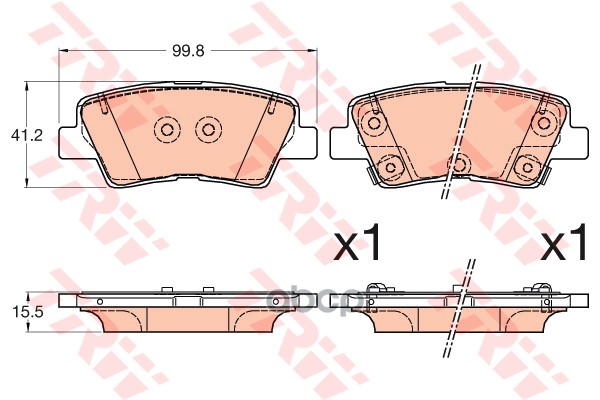 Колодки задние HYUNDAI/KIA/SSANG YONG TRW GDB3594 TRW арт. GDB3594