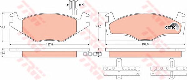 Колодки передние VW G2/G3/B2 B3 1.6 TRW GDB454 TRW арт. GDB454