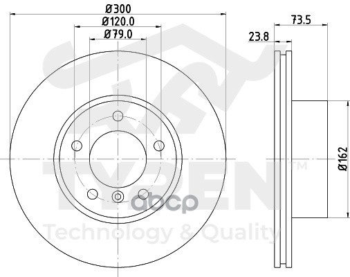 Диск тормозной передний TYREN арт. TYR1010781