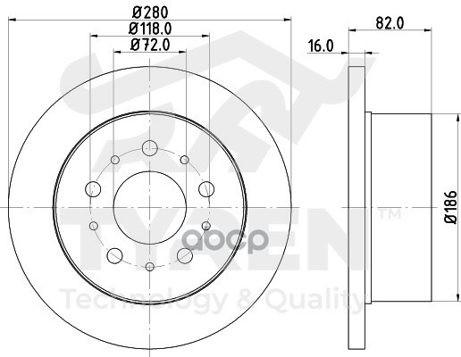 Диск тормозной задний TYREN арт. TYR1011191