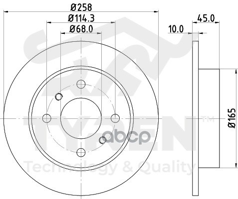 Диск тормозной задний TYREN арт. TYR1011351
