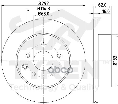 Диск тормозной задний TYREN арт. TYR1011601