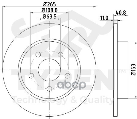 Диск тормозной задний TYREN арт. TYR1012691