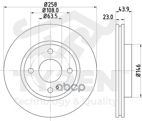 Диск тормозной передний TYREN арт. TYR1012831