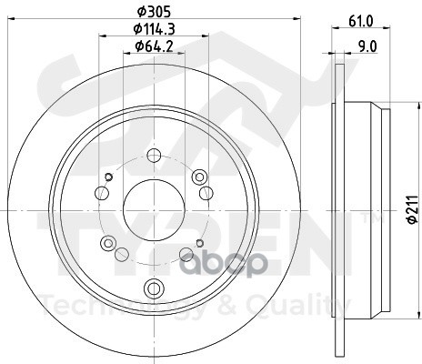 Диск тормозной задний TYREN арт. TYR1013271