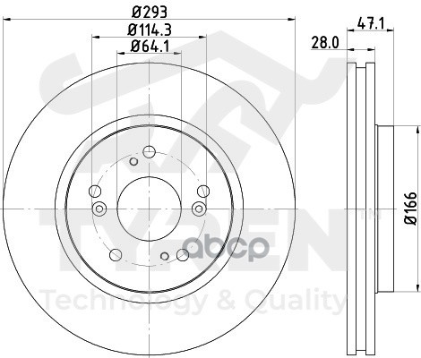 Диск тормозной передний TYREN арт. TYR1013371