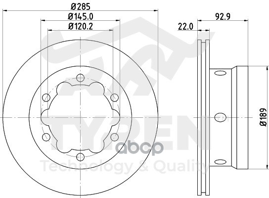 Диск тормозной задний TYREN арт. TYR1014981