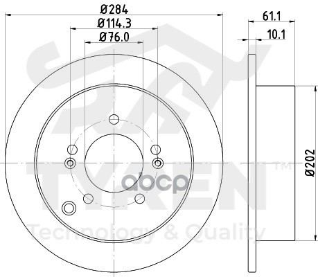 Диск тормозной задний TYREN арт. TYR1015581