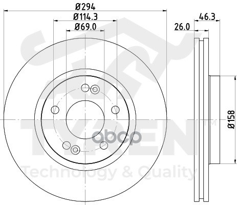 Диск тормозной передний TYREN арт. TYR1015591