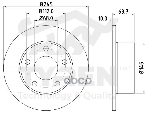 Диск тормозной задний TYREN арт. TYR1019451