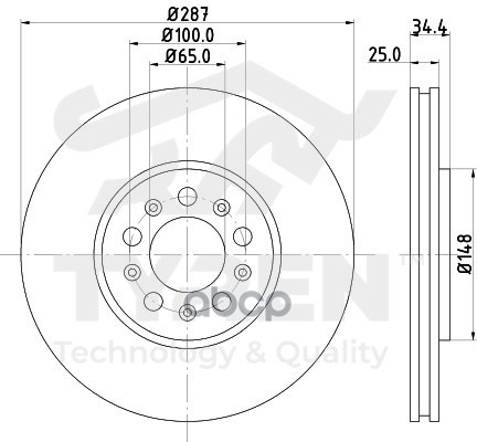 Диск Тормозной | Перед | TYREN арт. TYR1019601