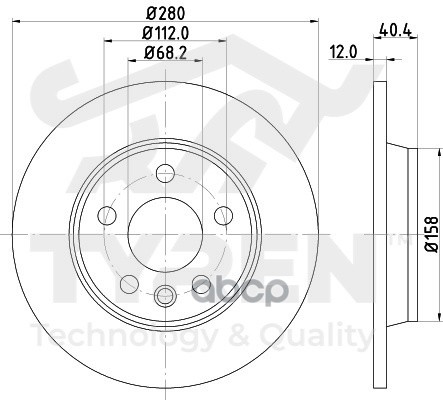 Диск тормозной задний TYREN арт. TYR1019671