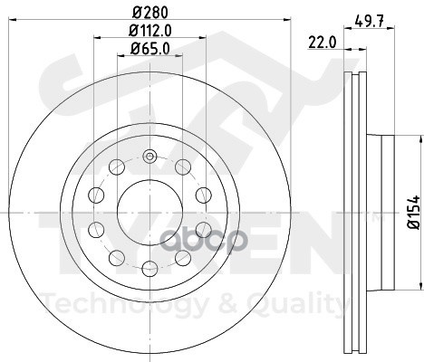 Диск Тормозной Передний TYREN арт. TYR1019871