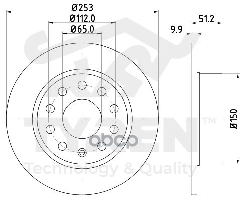 Диск тормозной задний TYREN арт. TYR1019891