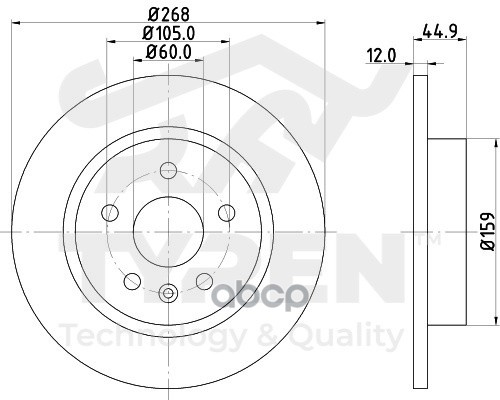 Диск тормозной задний TYREN арт. TYR1020541