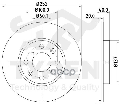 Диск тормозной передний TYREN арт. TYR1020811