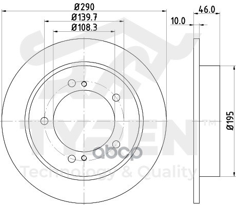 Диск тормозной передний TYREN арт. TYR1020951