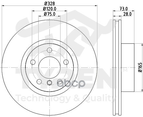 Диск тормозной передний TYREN арт. TYR1021821
