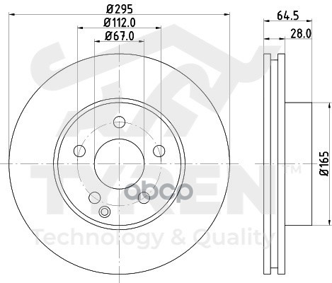 Диск тормозной передний TYREN арт. TYR1021971