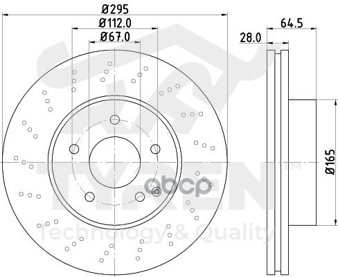 Диск тормозной передний TYREN арт. TYR1022061