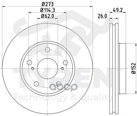 Диск тормозной передний TYREN арт. TYR1022461