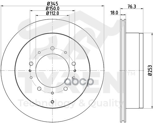 Диск тормозной задний TYREN арт. TYR1022831