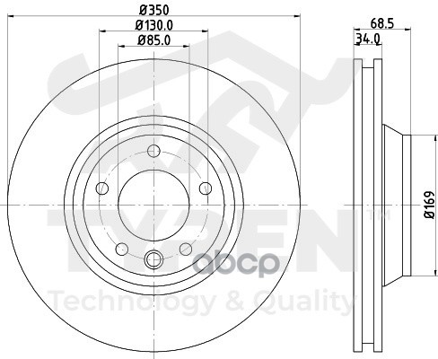 Диск тормозной передний правый TYREN арт. TYR1023021