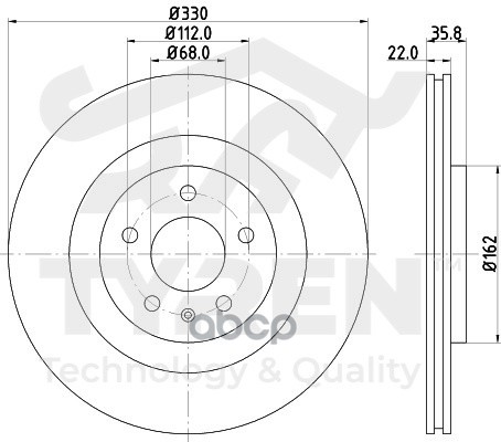 Диск тормозной задний TYREN арт. TYR1023461