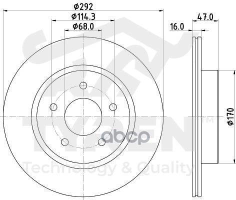Диск тормозной с покрытием задний TYREN арт. TYR1111501