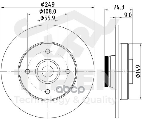 Диск тормозной с покрытием задний TYREN арт. TYR1115381