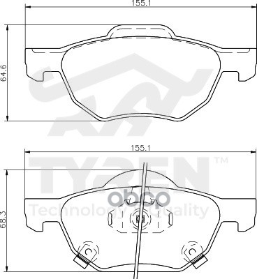 Колодки тормозные дисковые передние TYREN арт. TYR1214081