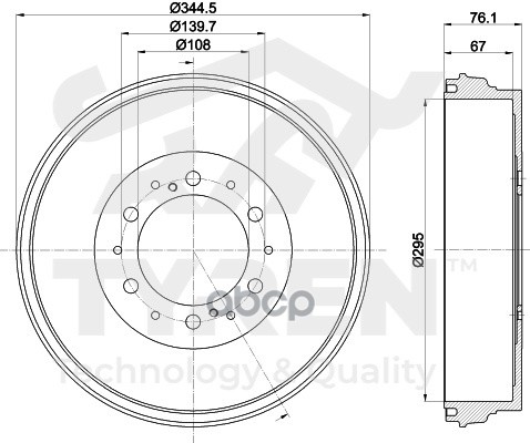 Барабан тормозной TYREN арт. TYR1312141