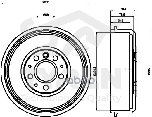 Барабан тормозной TYREN арт. TYR1313001