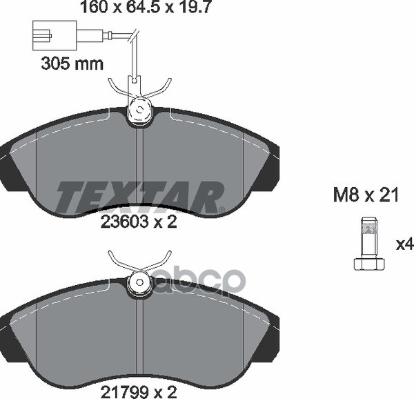 Колодки Тормозные Дисковые | Перед | Textar арт. 2360301