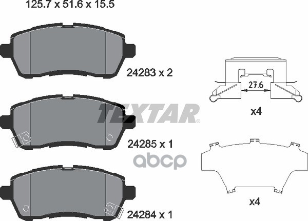 Колодки тормозные передние DAIHATSU MAZDA MAZDA (CHANGAN) SUBARU SUZUKI TEXTAR 2428303 Textar арт. 2428303