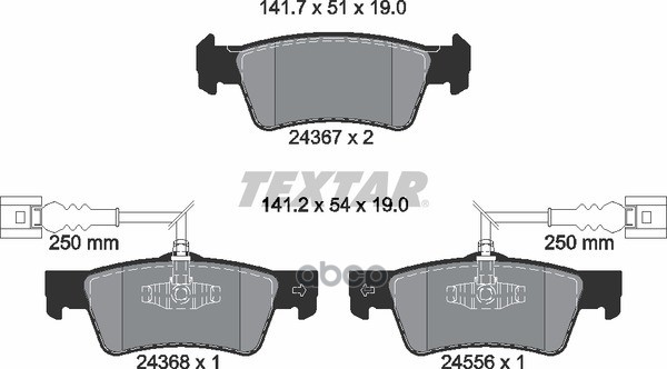 Колодки задние с противошумной пластиной Q+ VW Touareg 01.06.2006- TEXTAR 2436701 Textar арт. 2436701