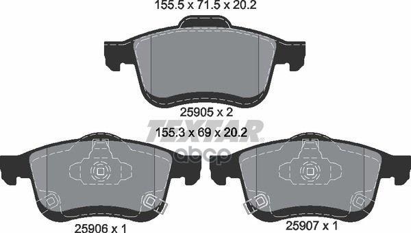 Колодки Тормозные Дисковые Передние Fiat 500L (199) 09/12-> С Противошумной Пластиной Q+ Textar арт. 2590501