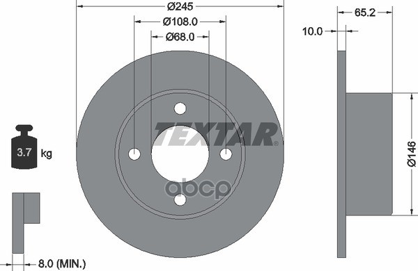 Диск Тормозной 100 (44  44Q  C3) 100 Avant (44  44Q  C3) 500 (44  44Q  C3) 5000 Avant (44  44Q  C3) Textar арт. 92054300